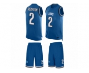 Men Nike Detroit Lions #2 Kasey Redfern Limited Blue Tank Top Suit NFL Jersey