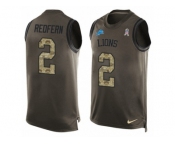 Men Nike Detroit Lions #2 Kasey Redfern Limited Green Salute to Service Tank Top NFL Jersey