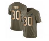 Men Nike Detroit Lions #30 Teez Tabor Limited Olive Gold Salute to Service NFL Jersey
