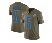 Men Nike Detroit Lions #5 Matt Prater Limited Olive 2017 Salute to Service NFL Jersey
