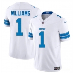 Men's Detroit Lions #1 Jameson Williams White 2025 F.U.S.E. Vapor Limited Football Stitched Jersey