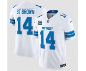 Men's Detroit Lions #14 Amon-Ra St. Brown White 2026 With 4-Star C Patch F.U.S.E. Vapor Limited Football Stitched Jersey