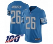 Men's Detroit Lions #26 C.J. Anderson Blue Team Color Vapor Untouchable Limited Player 100th Season Football Jersey