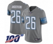Men's Detroit Lions #26 C.J. Anderson Limited Steel Rush Vapor Untouchable 100th Season Football Jersey