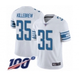 Men's Detroit Lions #35 Miles Killebrew White Vapor Untouchable Limited Player 100th Season Football Jersey