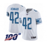 Men's Detroit Lions #42 Devon Kennard White Vapor Untouchable Limited Player 100th Season Football Jersey