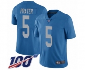 Men's Detroit Lions #5 Matt Prater Blue Alternate Vapor Untouchable Limited Player 100th Season Football Jersey
