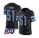 Men's Detroit Lions #51 Jahlani Tavai Limited Black Rush Vapor Untouchable 100th Season Football Jersey