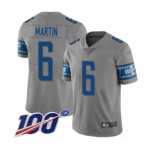 Men's Detroit Lions #6 Sam Martin Limited Gray Inverted Legend 100th Season Football Jersey