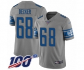 Men's Detroit Lions #68 Taylor Decker Limited Gray Inverted Legend 100th Season Football Jersey