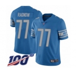 Men's Detroit Lions #77 Frank Ragnow Blue Team Color Vapor Untouchable Limited Player 100th Season Football Jersey