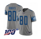 Men's Detroit Lions #80 Michael Roberts Limited Gray Inverted Legend 100th Season Football Jersey