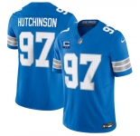 Men's Detroit Lions #97 Aidan Hutchinson Blue 2025 F.U.S.E. With 2-Star C Patch Vapor Limited Football Stitched Game Jersey