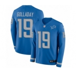 Men's Nike Detroit Lions #19 Kenny Golladay Limited Blue Therma Long Sleeve NFL Jersey