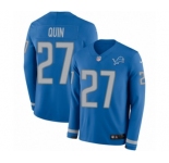 Men's Nike Detroit Lions #27 Glover Quin Limited Blue Therma Long Sleeve NFL Jersey