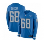 Men's Nike Detroit Lions #68 Taylor Decker Limited Blue Therma Long Sleeve NFL Jersey