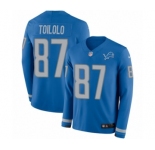 Men's Nike Detroit Lions #87 Levine Toilolo Limited Blue Therma Long Sleeve NFL Jersey
