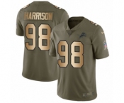 Men's Nike Detroit Lions #98 Damon Harrison Limited Olive Gold Salute to Service NFL Jersey