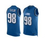 Men's Nike Detroit Lions #98 Devin Taylor Limited Light Blue Player Name & Number Tank Top NFL Jersey