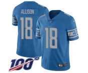 Nike Lions #18 Geronimo Allison Blue Team Color Men's Stitched NFL 100th Season Vapor Untouchable Limited Jersey