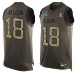 Nike Lions #18 Geronimo Allison Green Men's Stitched NFL Limited Salute To Service Tank Top Jersey
