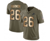 Nike Lions #26 Duron Harmon Olive Gold Men's Stitched NFL Limited 2017 Salute To Service Jersey