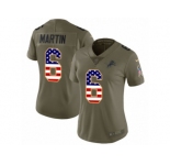 Women Nike Detroit Lions #6 Sam Martin Limited Olive USA Flag Salute to Service NFL Jersey
