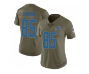 Women Nike Detroit Lions #85 Eric Ebron Olive Stitched NFL Limited 2017 Salute to Service Jersey