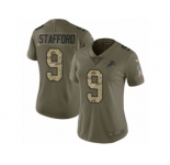 Women Nike Detroit Lions #9 Matthew Stafford Limited Olive Camo Salute to Service NFL Jersey