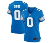 Women's Detroit Lions #0 Jahymr Gibbs Blue Limited Football Stitched Game Jersey