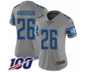 Women's Detroit Lions #26 C.J. Anderson Limited Gray Inverted Legend 100th Season Football Jersey