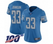 Women's Detroit Lions #33 Kerryon Johnson Blue Team Color Vapor Untouchable Limited Player 100th Season Football Jersey
