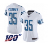 Women's Detroit Lions #35 Miles Killebrew White Vapor Untouchable Limited Player 100th Season Football Jersey