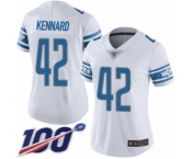 Women's Detroit Lions #42 Devon Kennard White Vapor Untouchable Limited Player 100th Season Football Jersey