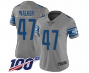 Women's Detroit Lions #47 Tracy Walker Limited Gray Inverted Legend 100th Season Football Jersey