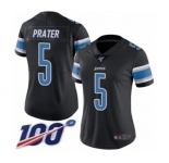 Women's Detroit Lions #5 Matt Prater Limited Black Rush Vapor Untouchable 100th Season Football Jersey