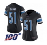 Women's Detroit Lions #51 Jahlani Tavai Limited Black Rush Vapor Untouchable 100th Season Football Jersey