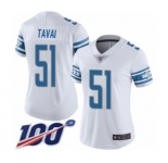 Women's Detroit Lions #51 Jahlani Tavai White Vapor Untouchable Limited Player 100th Season Football Jersey