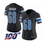 Women's Detroit Lions #68 Taylor Decker Limited Black Rush Vapor Untouchable 100th Season Football Jersey
