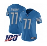 Women's Detroit Lions #77 Frank Ragnow Blue Team Color Vapor Untouchable Limited Player 100th Season Football Jersey