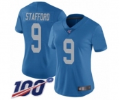 Women's Detroit Lions #9 Matthew Stafford Blue Alternate Vapor Untouchable Limited Player 100th Season Football Jersey