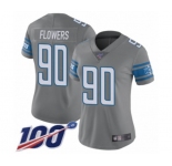 Women's Detroit Lions #90 Trey Flowers Limited Steel Rush Vapor Untouchable 100th Season Football Jersey