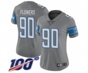Women's Detroit Lions #90 Trey Flowers Limited Steel Rush Vapor Untouchable 100th Season Football Jersey
