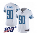 Women's Detroit Lions #90 Trey Flowers White Vapor Untouchable Limited Player 100th Season Football Jersey