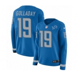 Women's Nike Detroit Lions #19 Kenny Golladay Limited Blue Therma Long Sleeve NFL Jersey
