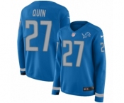 Women's Nike Detroit Lions #27 Glover Quin Limited Blue Therma Long Sleeve NFL Jersey
