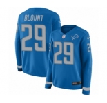 Women's Nike Detroit Lions #29 LeGarrette Blount Limited Blue Therma Long Sleeve NFL Jersey