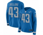 Women's Nike Detroit Lions #43 Nick Bellore Limited Blue Therma Long Sleeve NFL Jersey