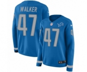 Women's Nike Detroit Lions #47 Tracy Walker Limited Blue Therma Long Sleeve NFL Jersey