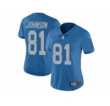 Women's Nike Detroit Lions #81 Calvin Johnson Blue Throwback Stitched NFL Limited Jersey